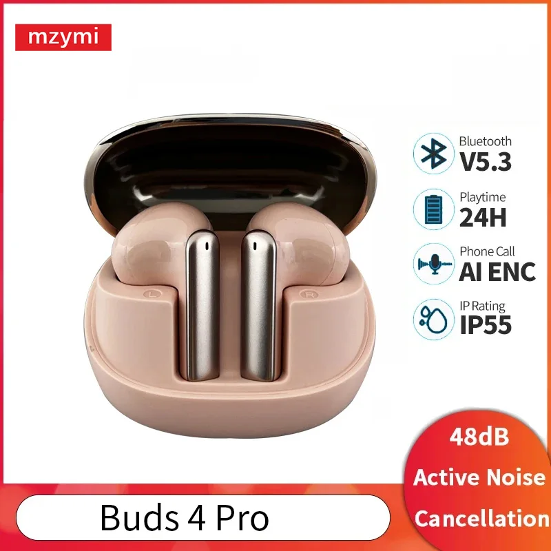 

mzymi Buds 4 Pro TWS Wireless Earphone HiFi Sound Bluetooth 5.3 Headphones Sport Headset Waterproof Earbuds With Mic For XIAOMI