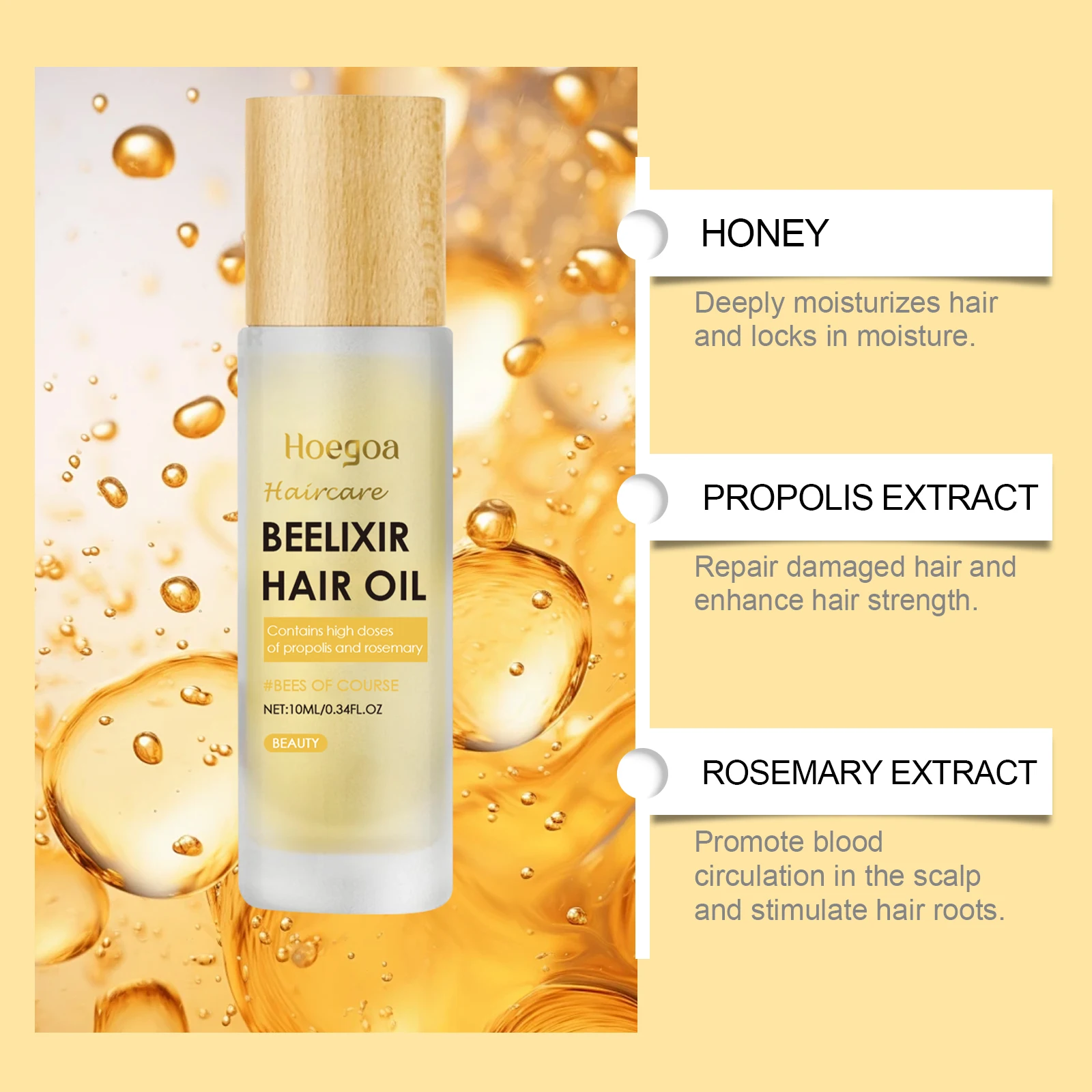 Mel alecrim óleo de cabelo 10ml couro cabeludo nutritivo reparação de cabelo seco fortalecer o cabelo reduzir quebrando brilho & suavidade extrato natural