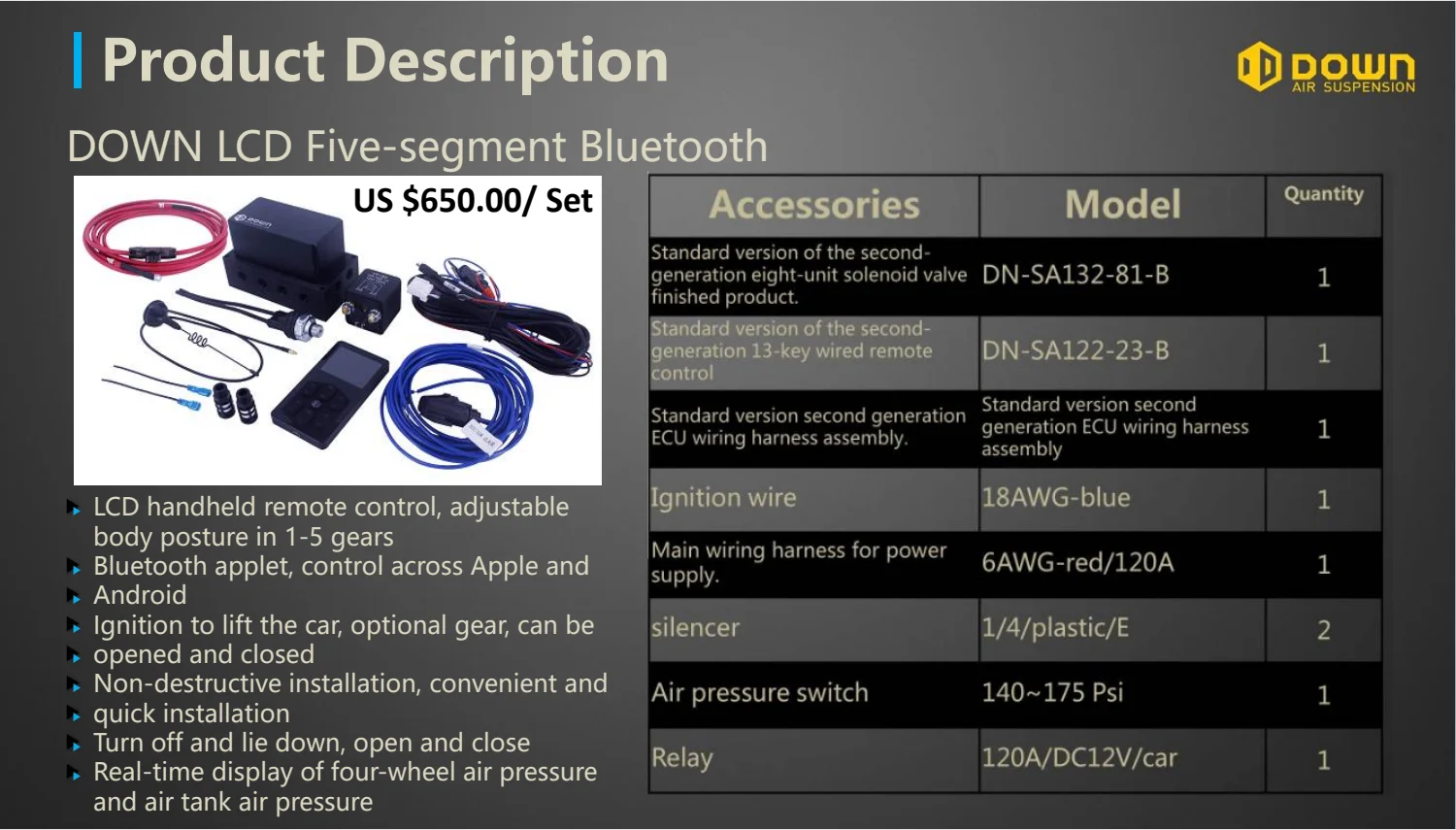 DOWN brand air suspension management system air suspension control system pneumatic suspension kit for car air lift