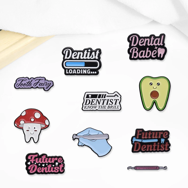 Creative Trendy Cartoon Dentist Tooth Oil Drop Lapel Brooch Badge Pin Denim Bag Gift Men Women Fashion Jewelry Accessories