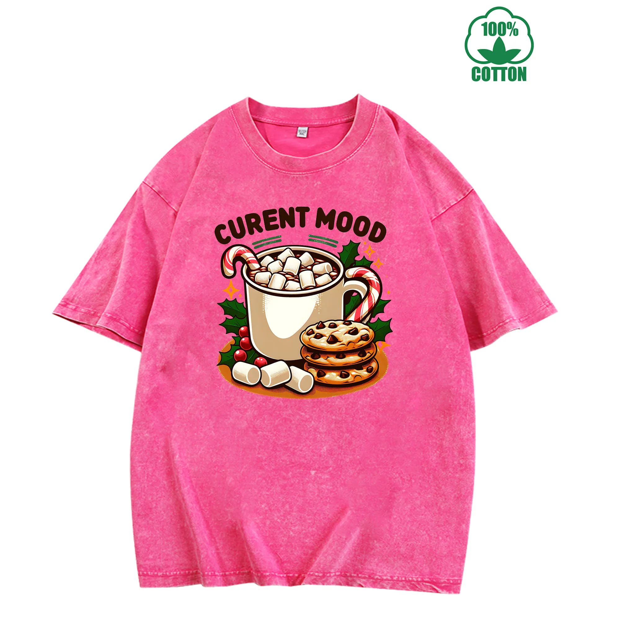 

Curent Mood Graphic Print Vintage Washed T-Shirt 230g 100% Cotton Unisex Comfortable Oversized Streetwear