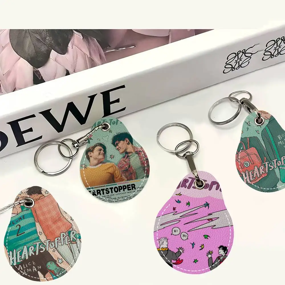 Heartstopper TV Series Round Keychains For Women PU Leather Blanks Key Rings Ideal For Holiday Gifts And Party Favors