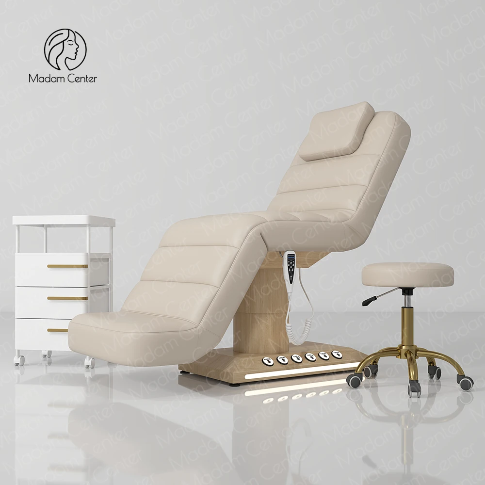 

Modern Woodgrain Beauty Bed Couch Hydraulic SPA Electric Aesthetic Clinic Shop Basement Foot Synthetic Leather
