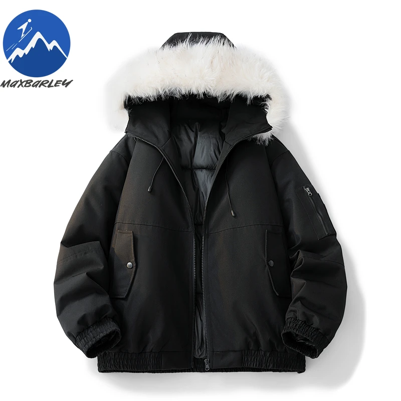 

Casual Mens Padded Jacket Fur Collar Snow Skiing Thick Warm Quilted Jackets Vintage Street Fashion Comfort Winter Zipper Coats