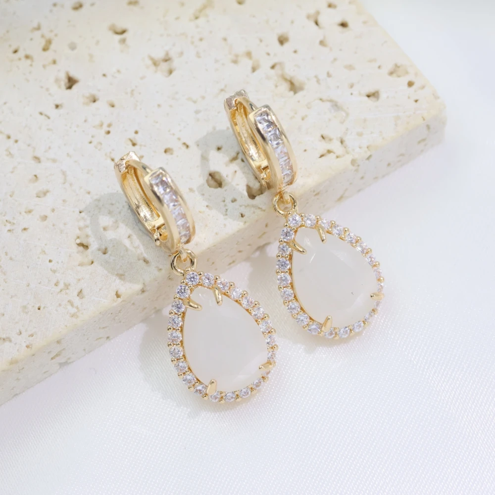 

1 Pair Fashion Water Droplets Dangle Earrings for Women Zirconia Earring Jewelry Wedding Party Accessories