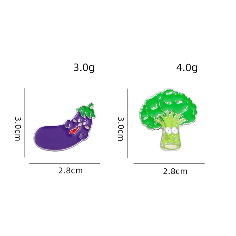 Милая металлическая брошь с овощами, зеленый бонусный галстук из брокколи, баклажаны, мистер Эмалированный значок с рисунком овощей в стиле панк, булавки для лацканов, ювелирное изделие, подарок