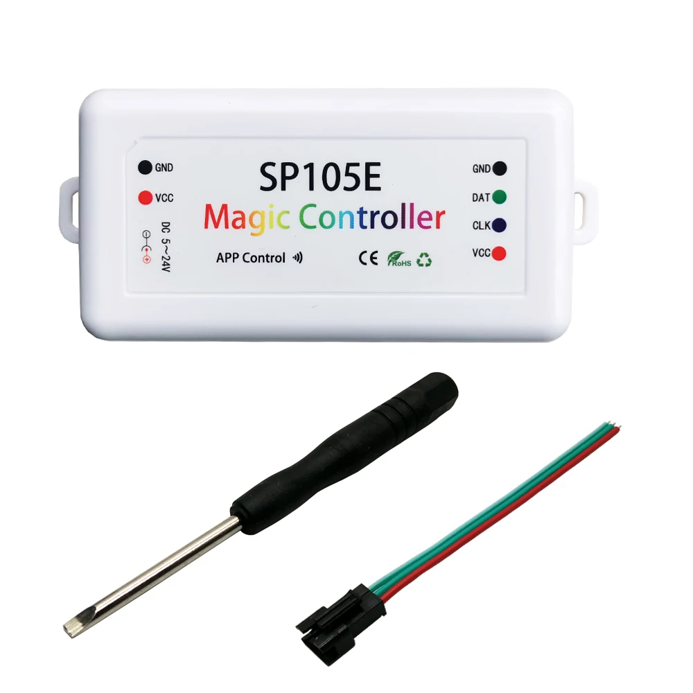 SP105E Led DC5-24V Controller Mobile Bluetooth APP For 3Pin 4Pin WS2811 WS2812 WS2815 SK6812 Individually Addressable Strip