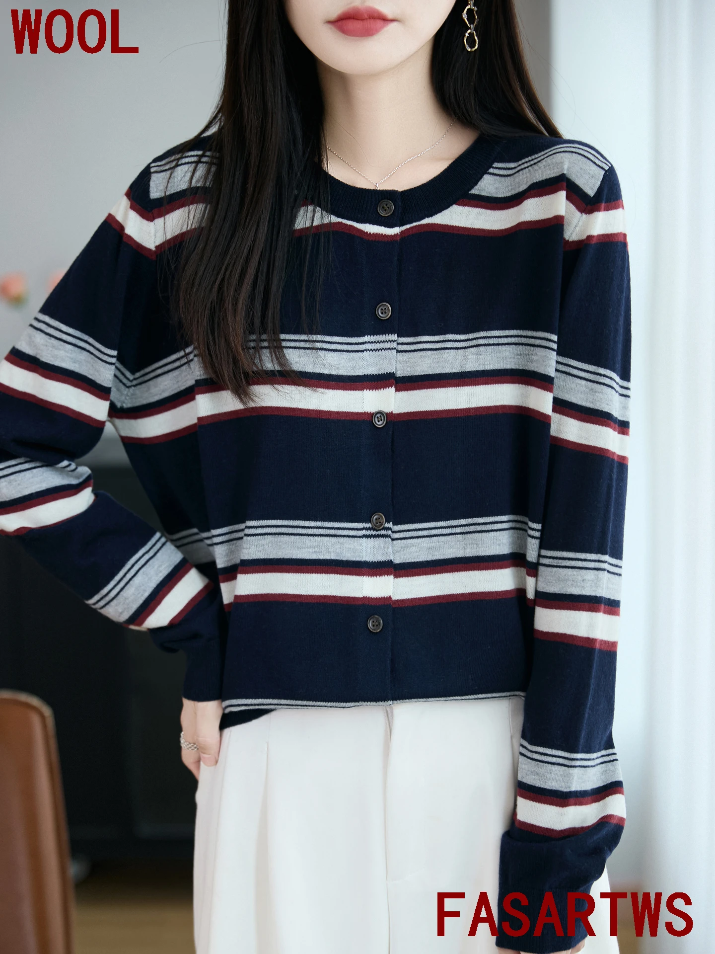 الصوفى الصوف سترة سويتر مقلم س الرقبة طويلة الأكمام البلوز سترة ناعمة غير رسمية المرأة الخريف الشتاء عالية الجودة موضة متماسكة