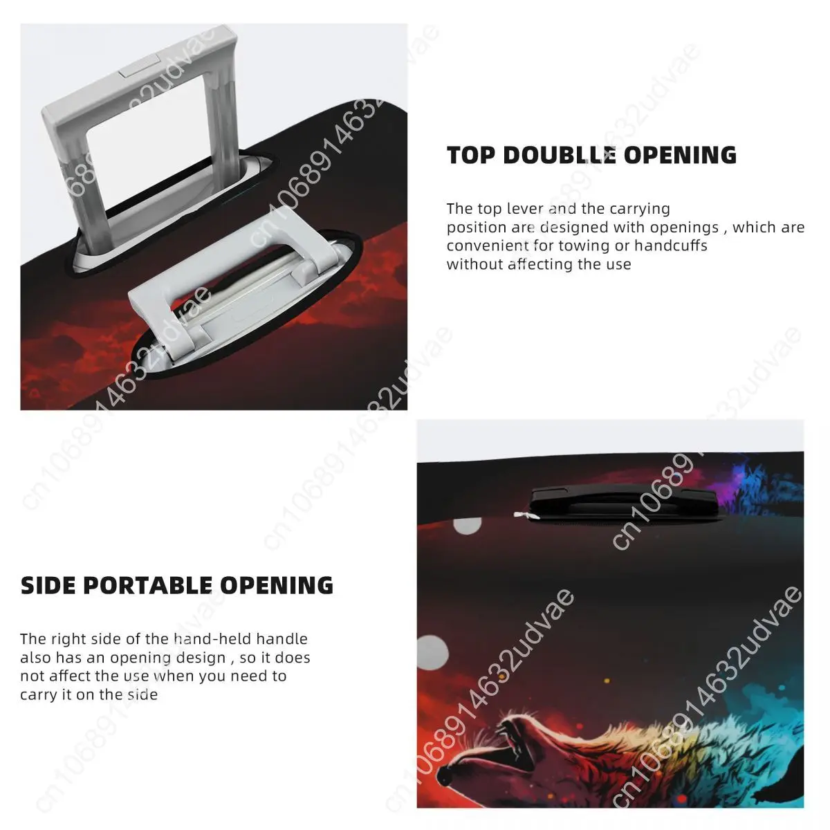 Ghost Wolf Suitcase Cover Washable Custom Travel Luggage Covers for 18-32 Inch