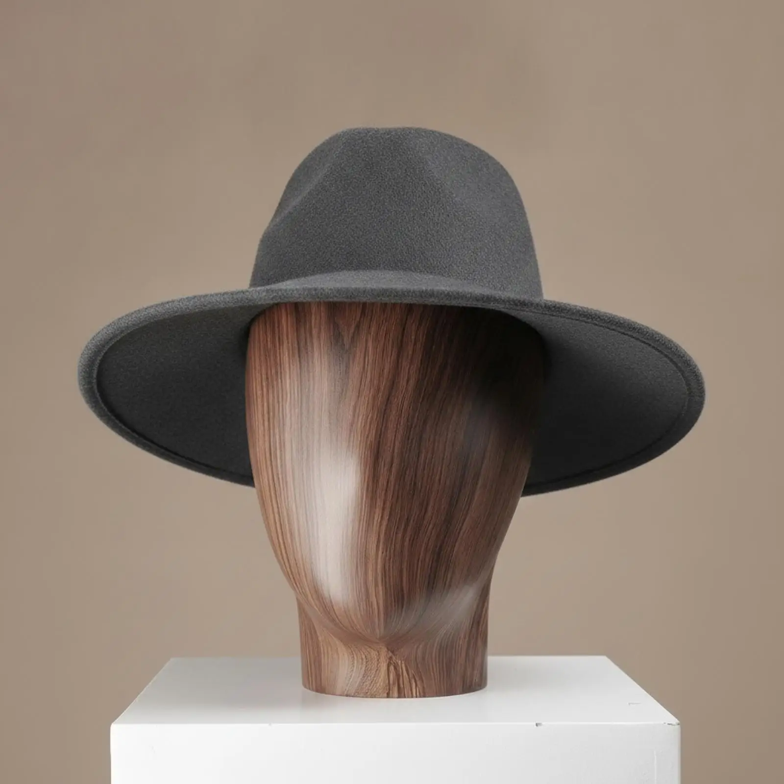 Mannequin Head with Wooden Stand Tabletop Hat Display Model Head Wood-Grain Hairpiece Stand for Collectors, Dressing Tables,