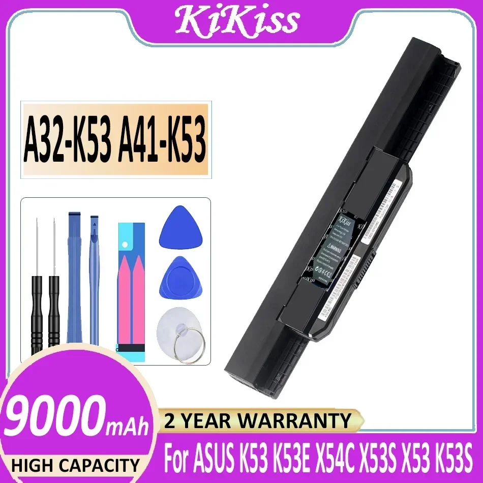 KiKiss Battery A32-K53 A41-K53 9000mAh For ASUS K53 K53E X54C X53S X53 K53S X53E X53SV X53U X53B A42-K53 K43S K43SV K43 K43E