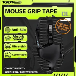 TALONGAMES Cinta de agarre de ratón para Logitech G502, G502 X PLUS inalámbrico, agarre antideslizante con absorción de sudor de palma, corte para adaptarse, fácil de aplicar