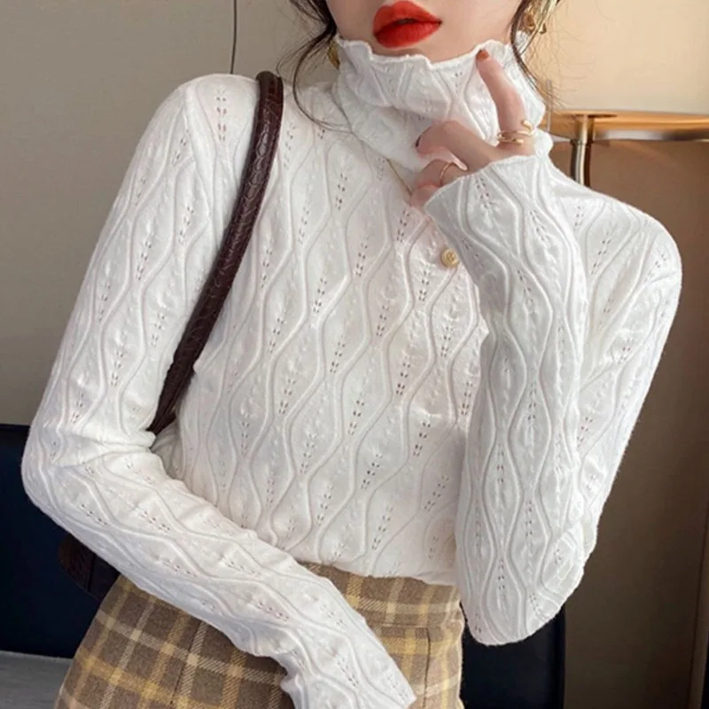 

Вязаный свитер с длинным рукавом для женщин, модный свитер-пуловер с высоким воротом, женские топы, свитер женский Q1147