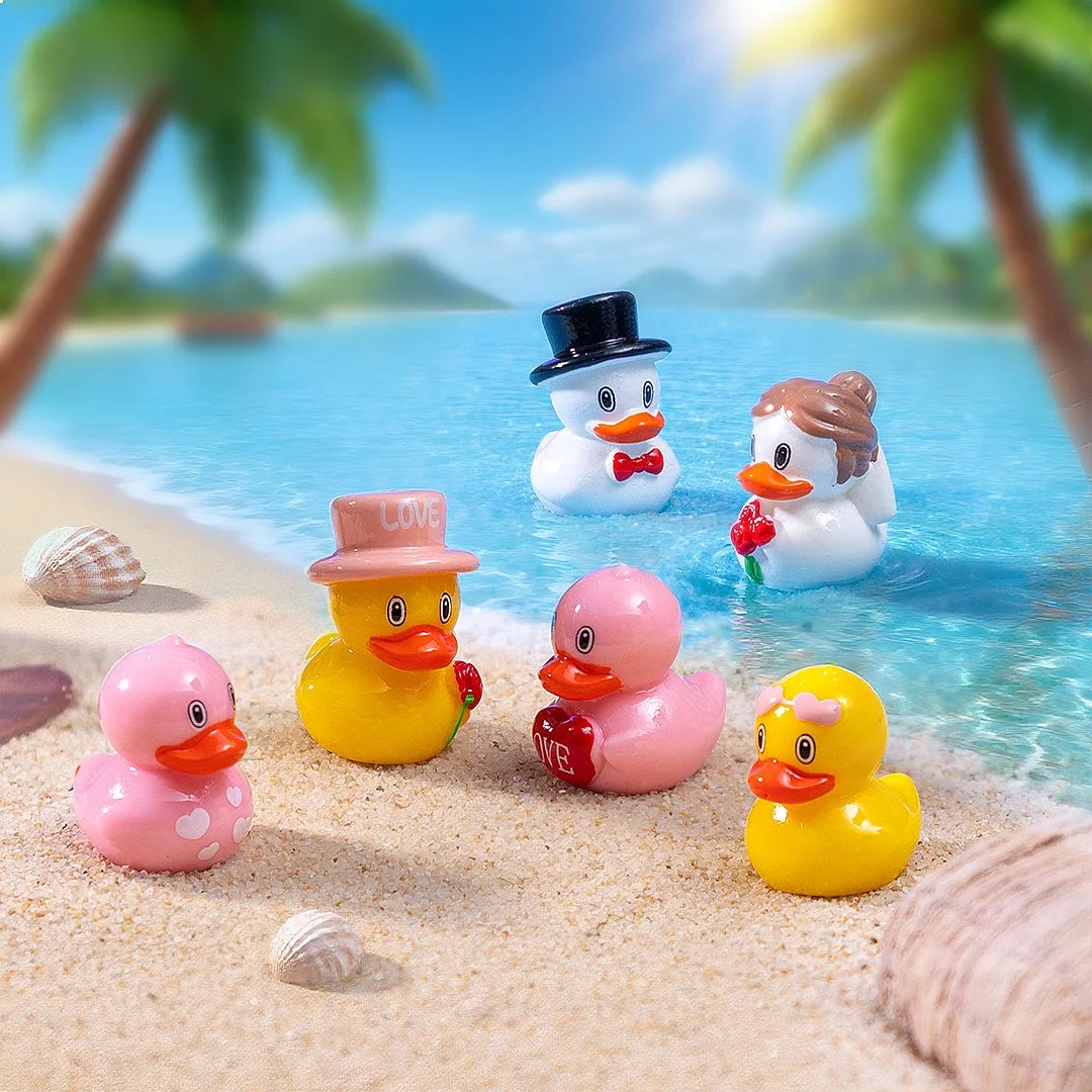100pcs Cute 3D Cartoon Animal Duck Resin Cabochon Miniature Dollhouse Decor Fairy Garden Craft DIY Accessories