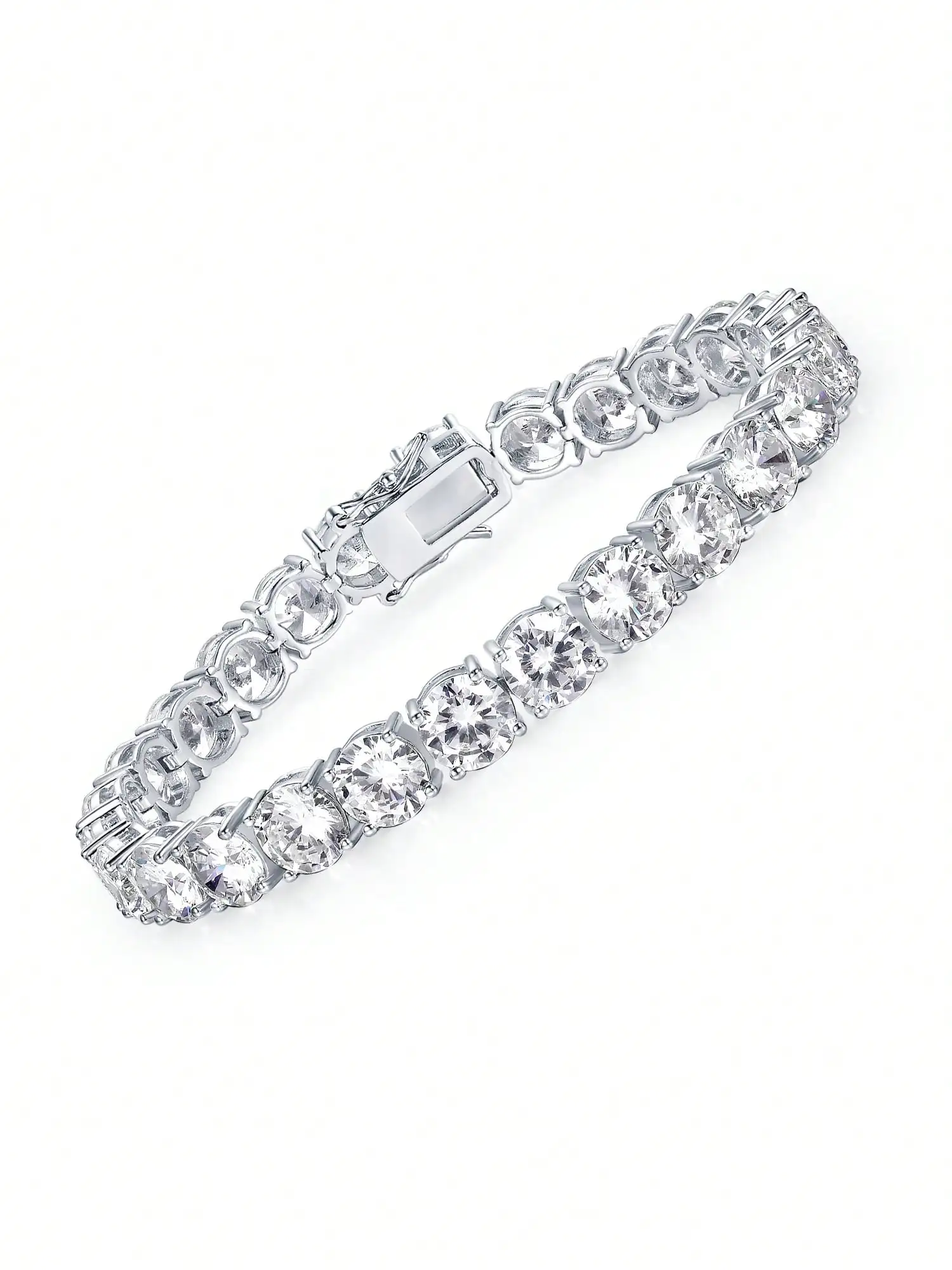 

MDFUN 14K White Gold Plated 6mm Cubic Zirconia Classic Tennis Bracelet | Men's White Gold Bracelet