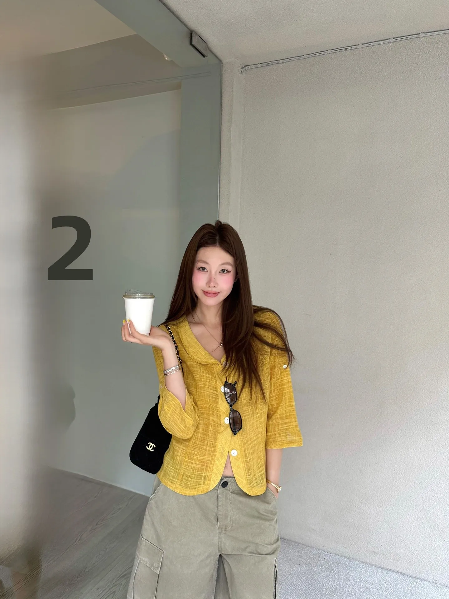 

Ranwear Visual Cooling Retro Micro-Perforated Shirt round Neck Button Arc Hem Seven Sleeve Women's Casual Breathable Po...