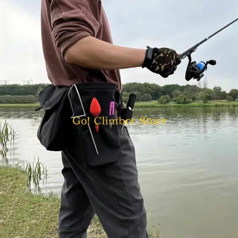 Q84C Outdoor Fanny Pack Hiking Fishing Waterproof Waist Pack Camping Tent Stakes Storage Bag Portable Fruit Picking Bag