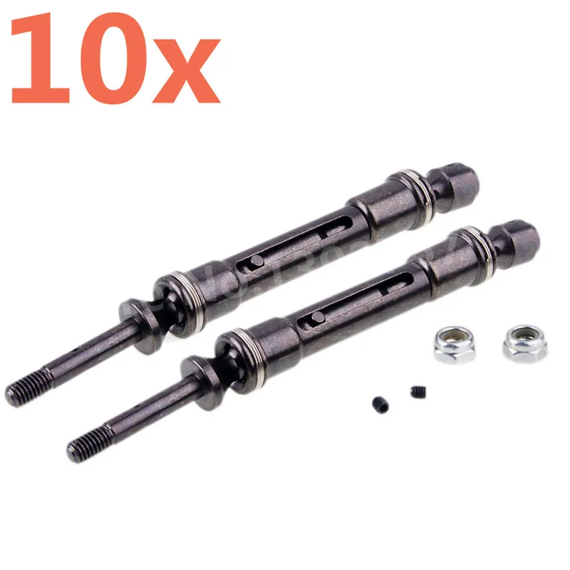 10 Pieces RC Car Upgrade Part Aluminum Alloy Front Rear Universal Drive Shaft CVD For 1/10 Scale Models Traxxas Slash 4x4 Truck