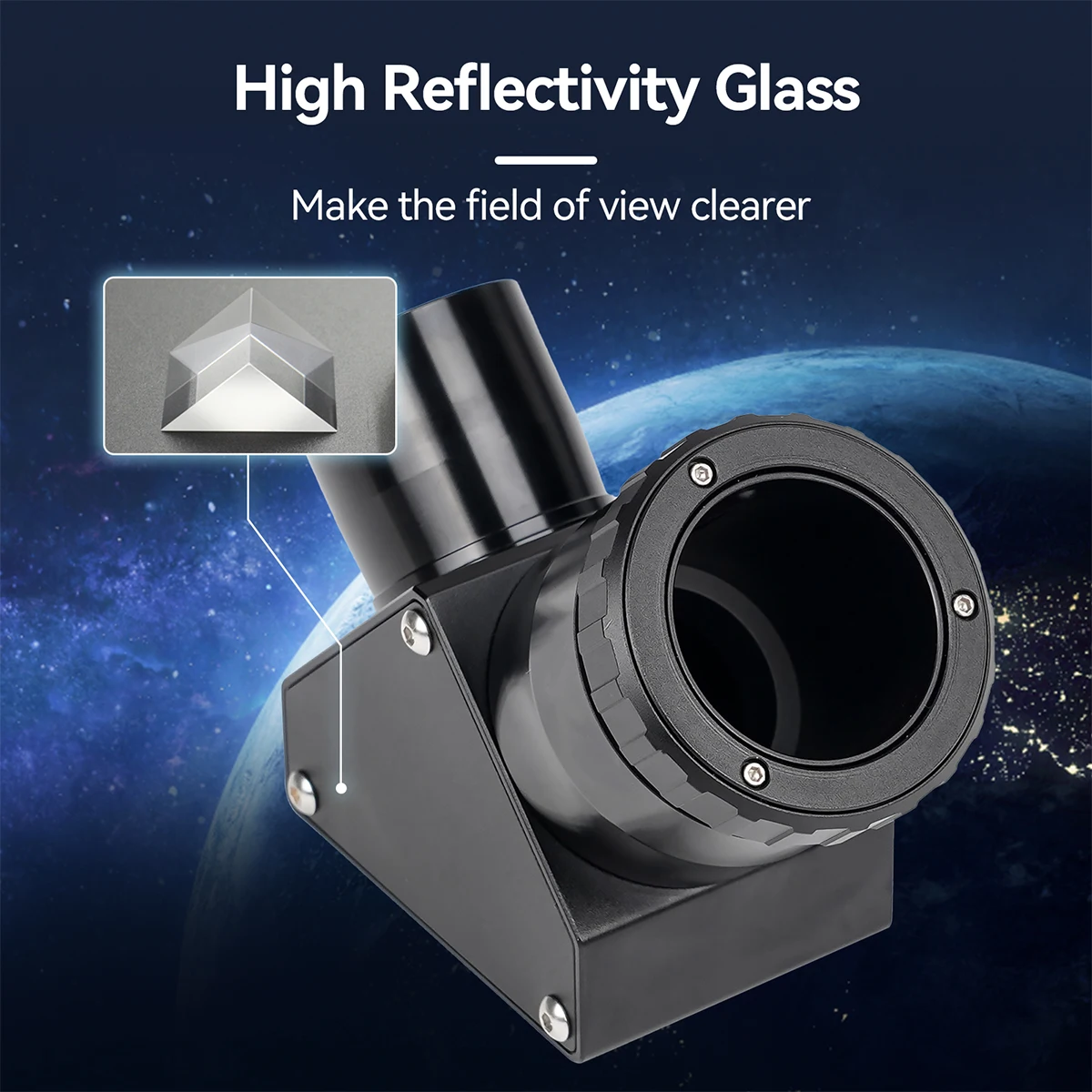 SV223 1.25 Inch 90-degree Clicklock 99% Reflective Dielectric Coating Diagonal Mirror 1/10 Lambda Black