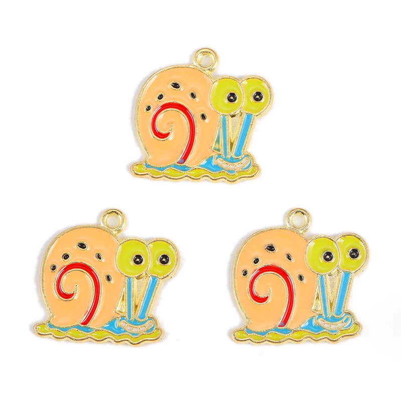 

10Pcs/Lot Alloy Enamel Cartoon Snail Charms Lovely Anime Pendants For DIY Jewelry Making Handmade Earrings Necklace Findings