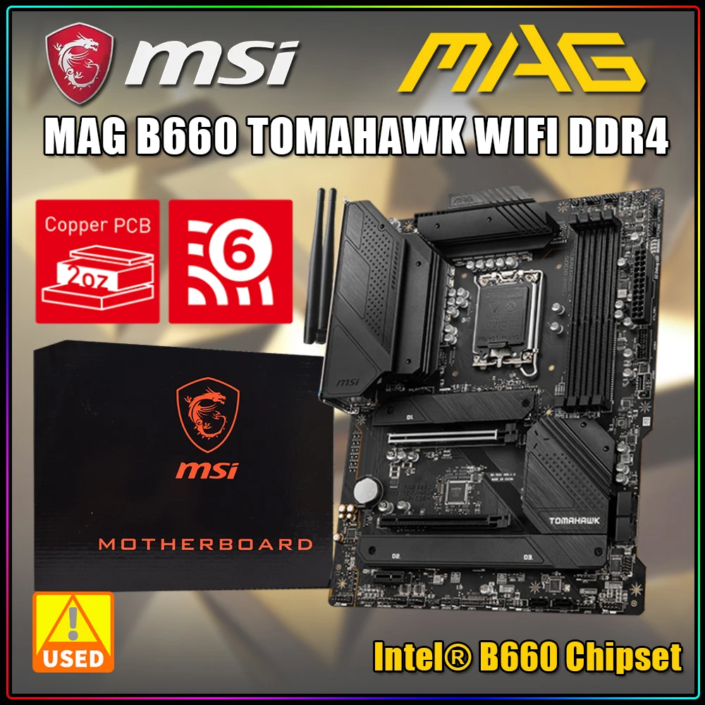 

Материнская плата MSI MAG B660 Tomahawk WiFi DDR4, игровая материнская плата с поддержкой LGA1700 i9-14900K i5-14600K CPU Intel B660 4xDDR4 ATX