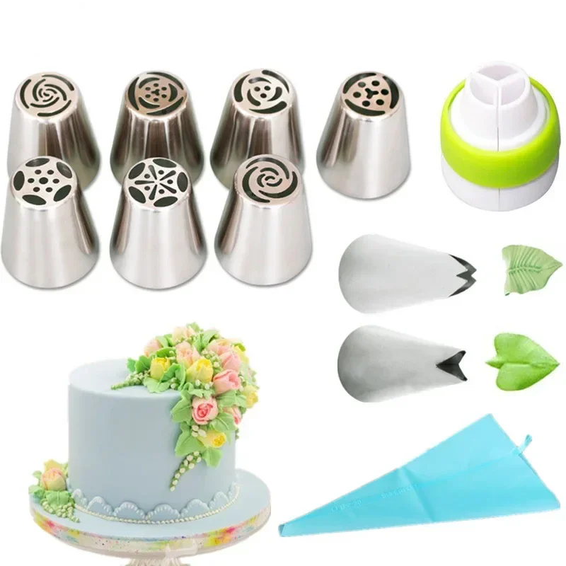 13PC/Set Russian Mounting Nozzle Set Cream Squeezing Mouth Cake Mounting Bag DIY Baking Tool Set Kitchen Accessories