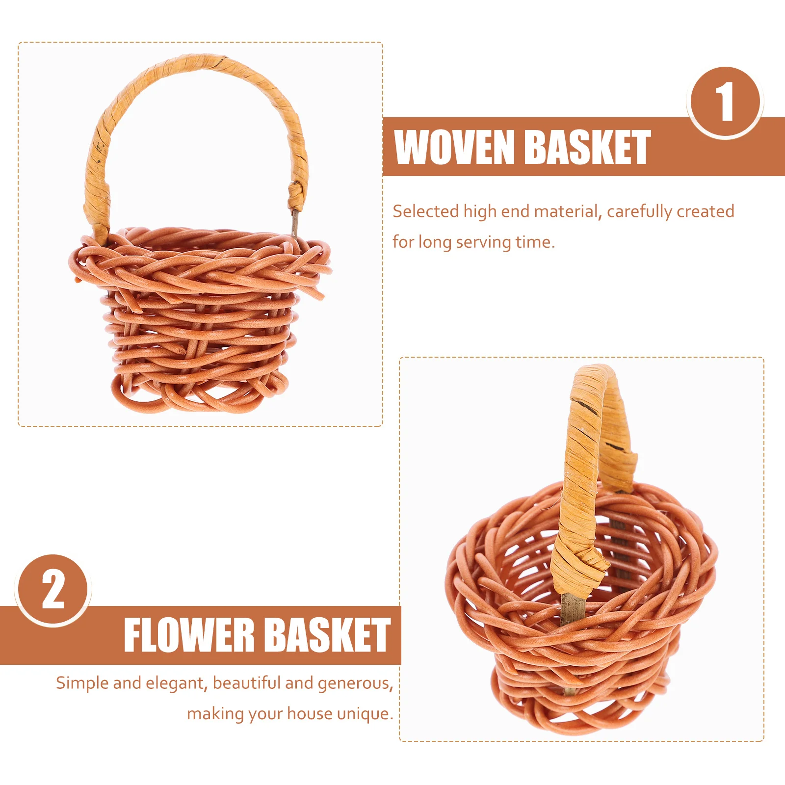 

10PCS Miniature Flower Basket Woven Storage Decor for Home Handheld Mini Basket Baby Room Decoration Small Flower Woven Basket