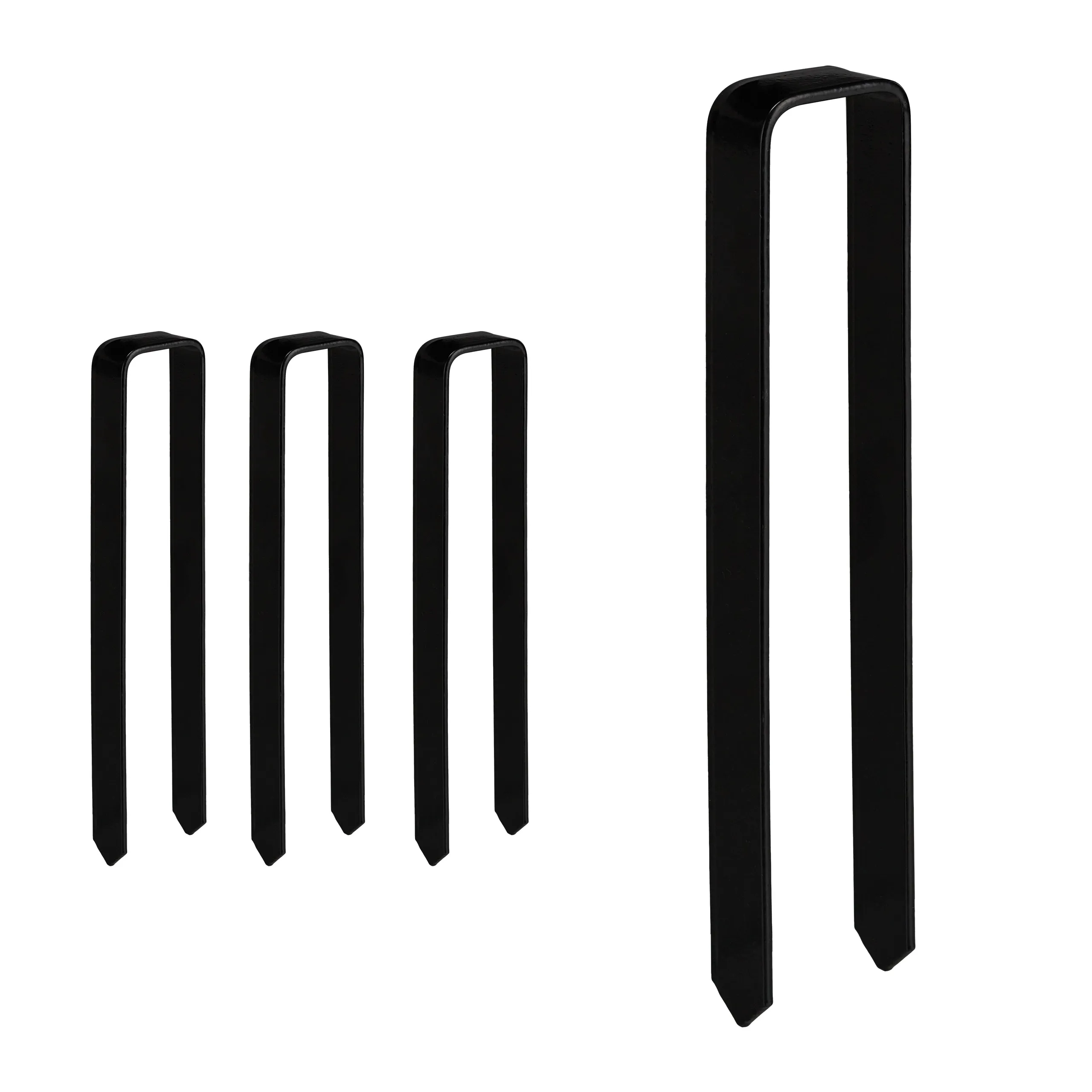 Ancoraggi da Terra 4 Pezzi, a Forma di U, per Archi di Rose e Supporti per Piante Rampicanti, Acciaio Verniciato a Polvere, Nero, 30X6.5X2.5Cm, Ancoraggi da Terra, Picchetti da Terra, Relaxdays