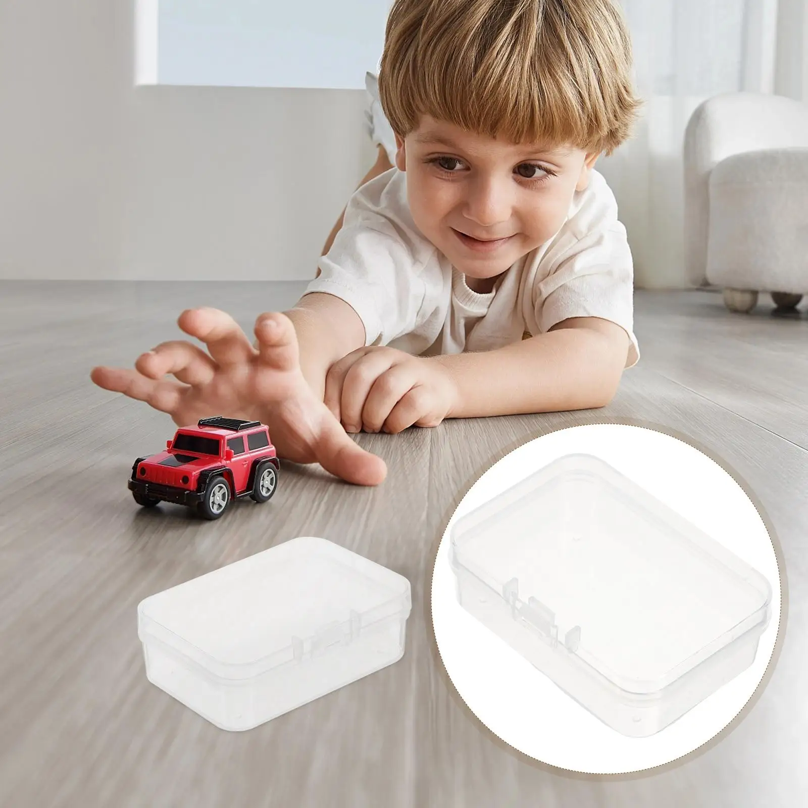 10 Pcs Plastic Boxes Clear Mini Storage Organizer Rectangle Containers PP Small Transparent Beads Cases White Long