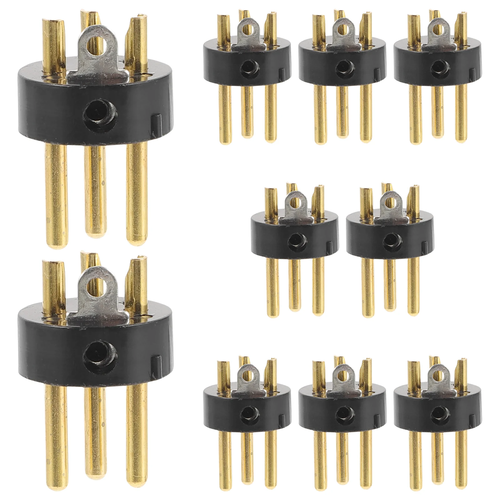 10 peças plugue macho xlr acessórios banhado a ouro 3 pinos 10 peças conector de microfone adaptador de equilíbrio fêmea e microfone áudio três núcleos