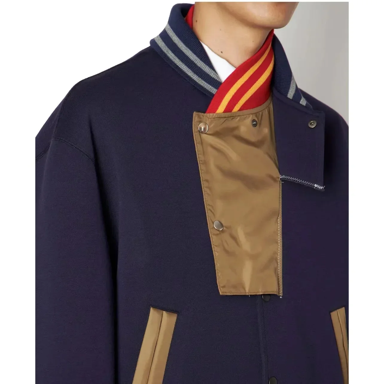 22AW KOLOR Abe Runyi Japan Dual Color Patchwork Thread Irregular Loose Bomber Jacket Casual Dark Purple Splicing Baseball Cloth