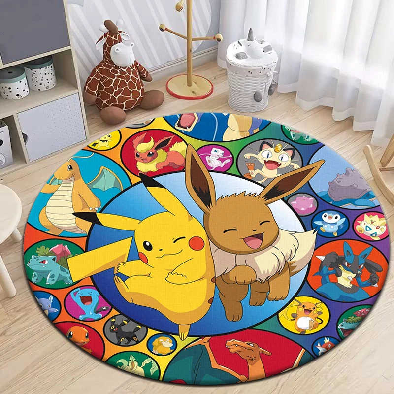 

Pokémon Cartoon HD Printed Round Carpet for Living Room Rugs Camping Picnic Mats Flannel Anti-Slip Rug Yoga Mat Gifts