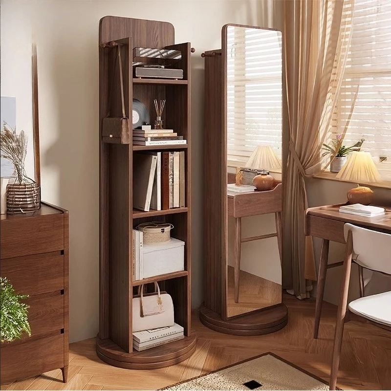 Full-length mirror Floor-to-ceiling home bedroom Removable magazine bookshelf Storage integrated fitting mirror