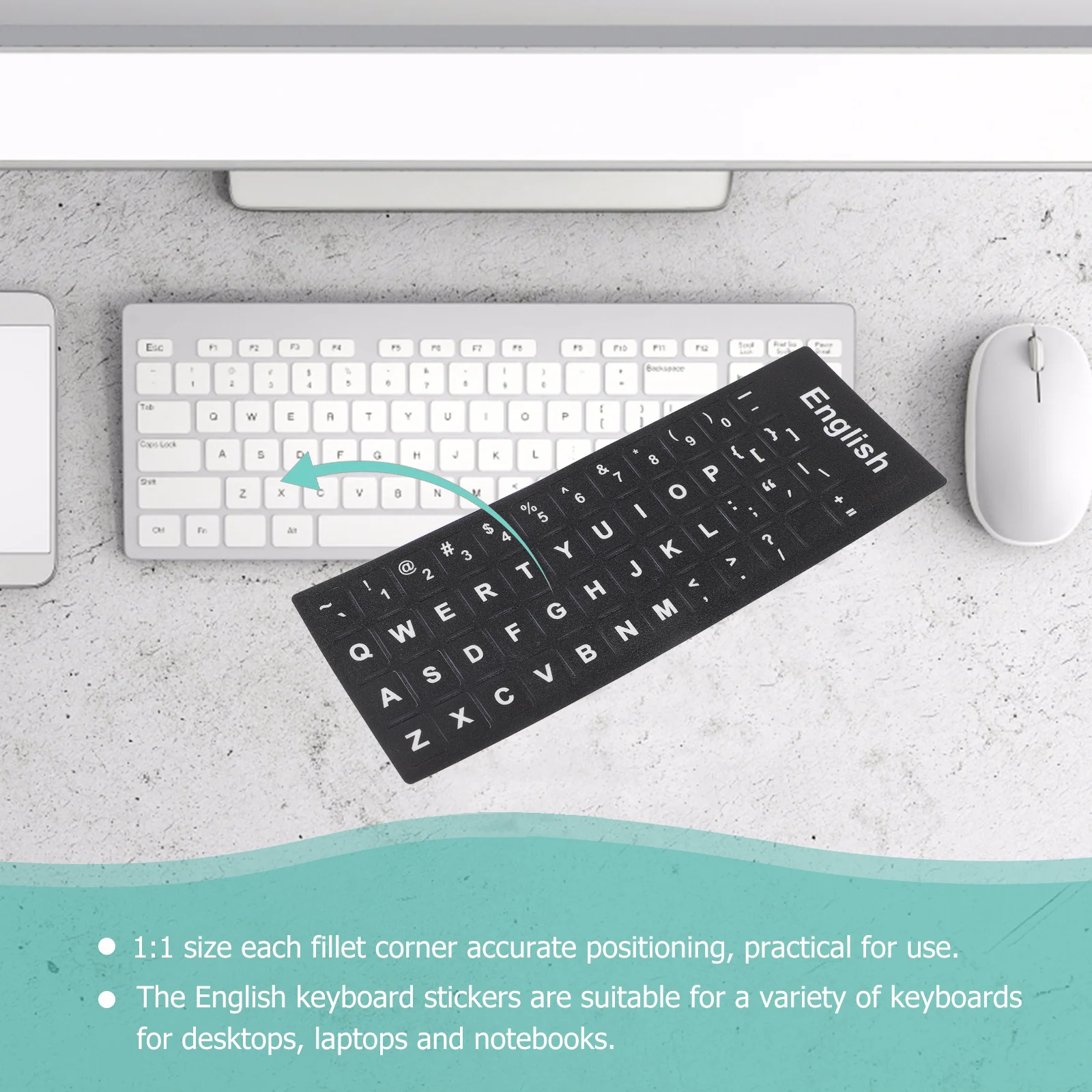 

10 Sheets English Keyboard Stickers Replacement Letters for 65 Percent Computer Key Repair Decals