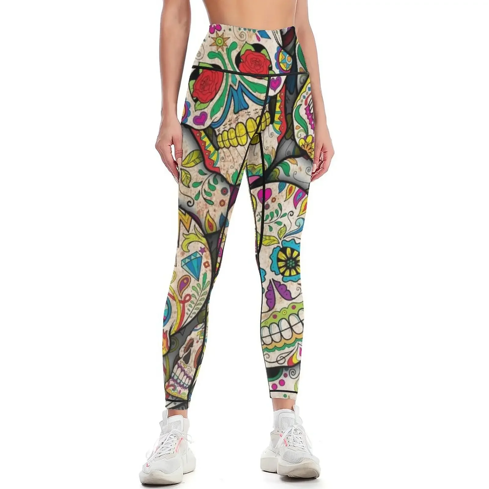 

Sugar Skull Collage Leggings push up tights for push up fitness Women sportwear sportswear woman gym 2025 Womens Leggings