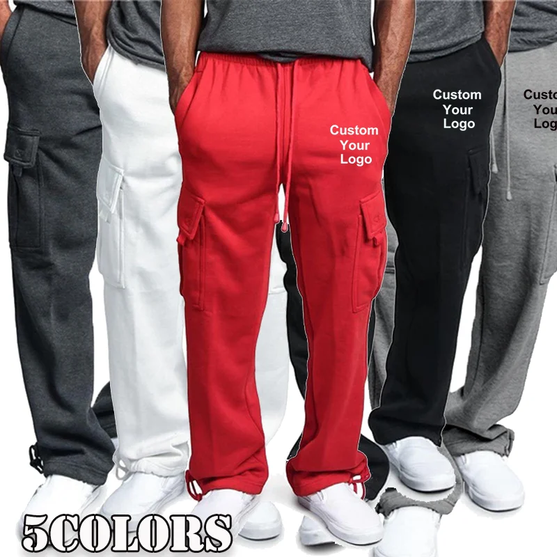 

New Fashion Men Custom Your Logo Jogger Pants Men Fitness Gyms Pants for Runners Multi-pocket Sweatpants for Seasons