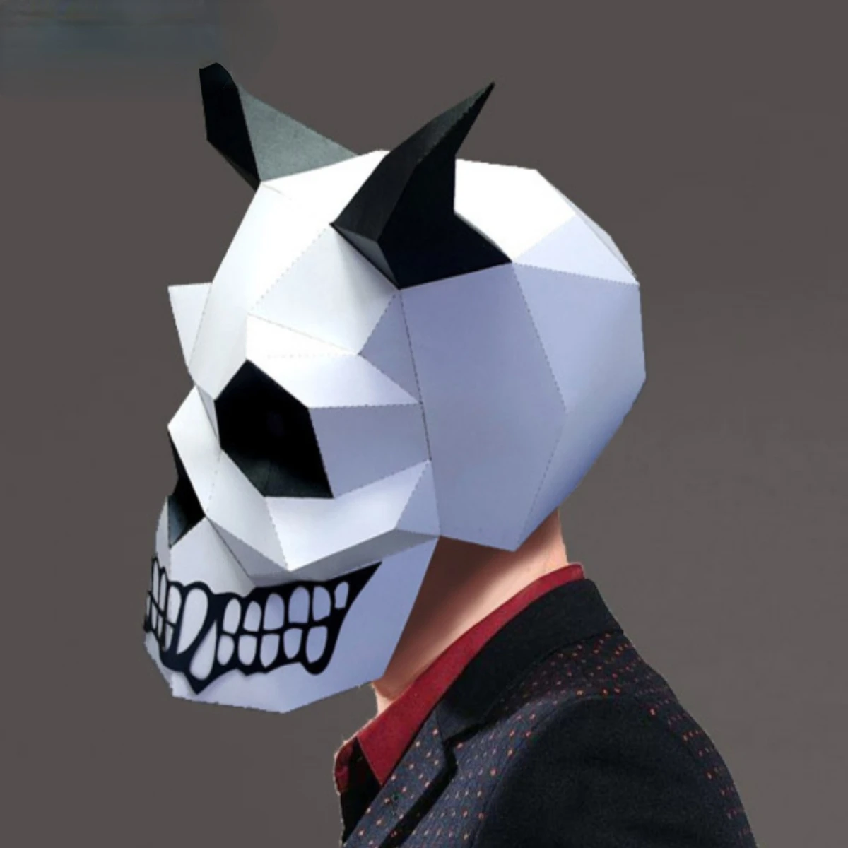 Halloween Cosplay Adereços para Homens e Mulheres, Molde de Papel 3D, Crânio, Máscara de Cabeça Demônio, Modelo Animal Chapelaria, Party Role Play, DIY Craft Masks