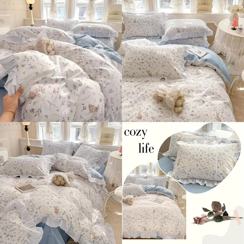 

Комплект постельного белья с винтажным принтом кролика, пододеяльник на молнии, одеяло в комплекте, хлопок