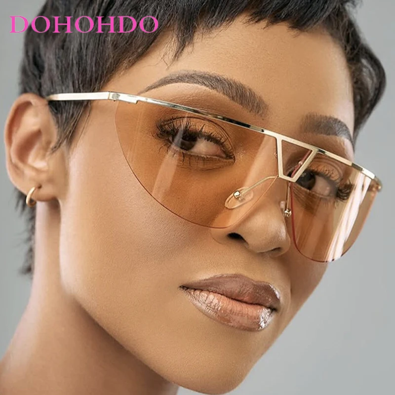 

Fashion Metal Half Frame Punk Y2K Women Sunglasses Luxury Designer Men Sunglass Outdoor Summer Traveling Driving Shades UV400