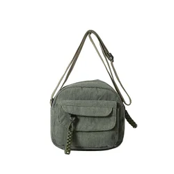 Minibolso de hombro de pana para mujer, bolso de lona con cremallera, informal, cruzado, 2024