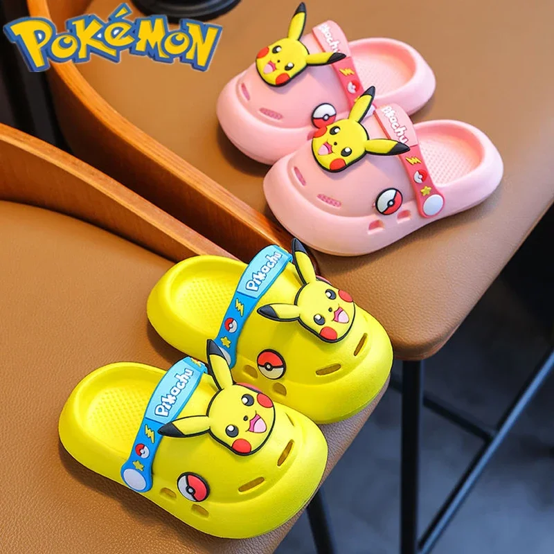 Pokemon Children\'s Slippers Summer Beach Shoes Indoor Non-slip Soft Bottom Kawaii Pikachu Anime Peripheral Toys Birthday Gift