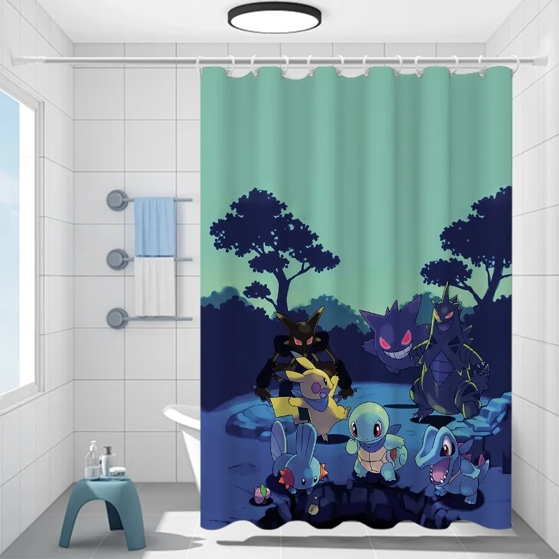 Opaque Waterproof Fabric Bathroom Curtains in the Bathroom Shower Curtains for the Home P-pokemones Shade Curtain Accessories