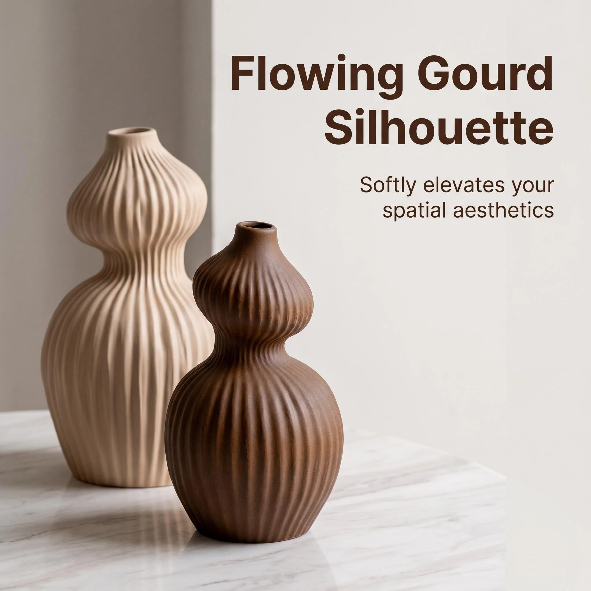 3-Piece Set of 3D-Printed Artistic Textured Vases, Matte Pla Material, Available in 3 Sizes, Perfect for Dried Flowers, Home Decor