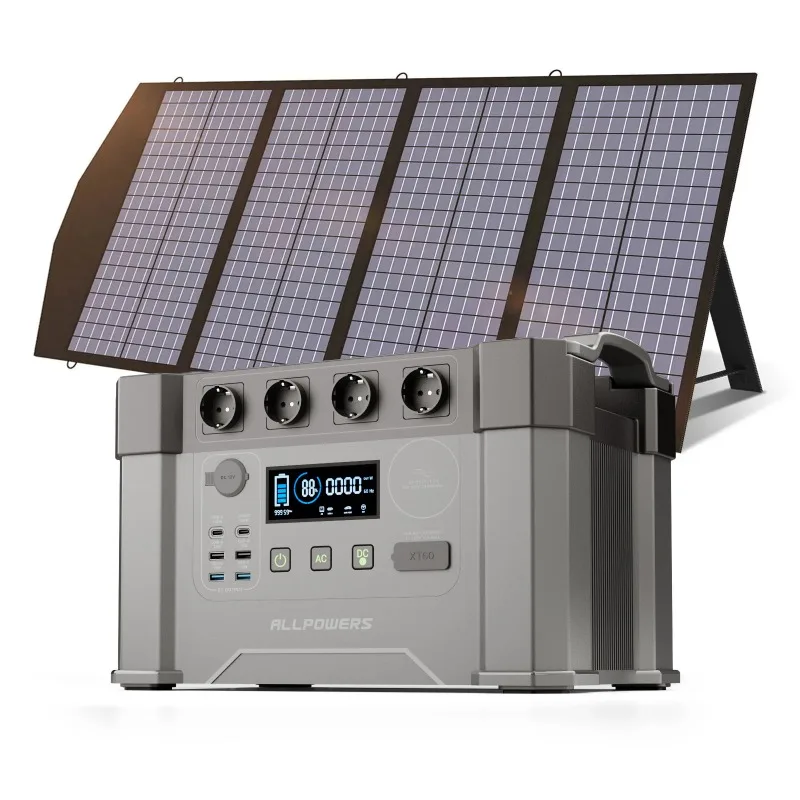 

ALLPOWERS Powerstation 2400W Mobile Energy Storage Power Supply With 18V Solarpanel, 4x2400W AC Outlet,30A RV Plug,UPS Function