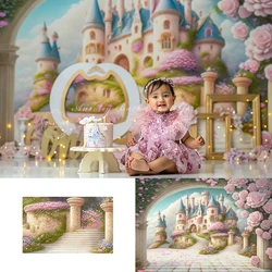 Beautiful Castle View Backgrounds Cake Smash Kids Adult Photography Props Child Baby Decors Dream Garden Photo Backdrops