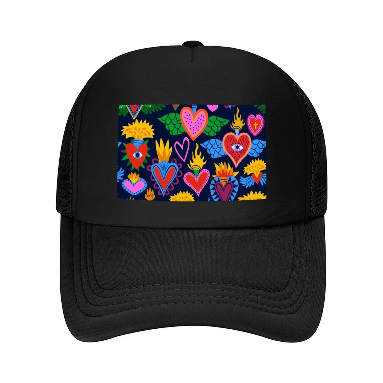 

Sacred Hearts Mexican Folk Art Baseball Cap Brand Man cap Golf Wear custom Hat beach hat Women's Golf Wear Men's