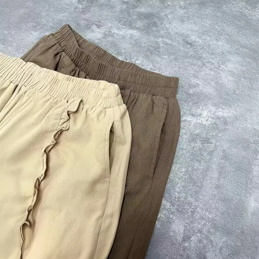 Johnature Spring Summer Harem Women Pants 2024 New Casual Elastic Waist Cotton Simple Pathwork Ruffles Loose Pockets Female Pant