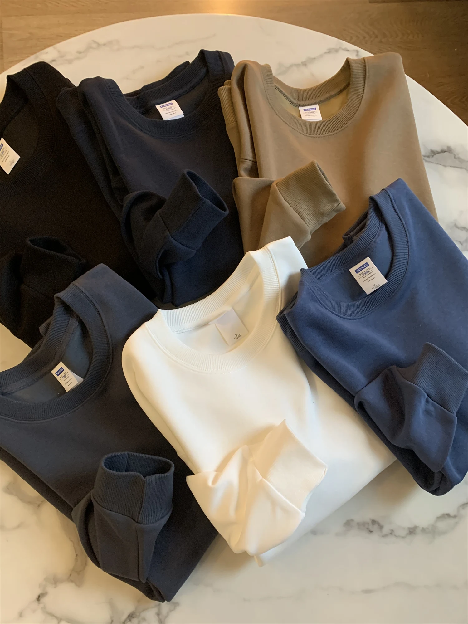 

Outlet Brand Tagl Thin round Ne Sweatirt Pure Color Versatile Autumn Youth Casual American Sle Long Sve Loose Fit