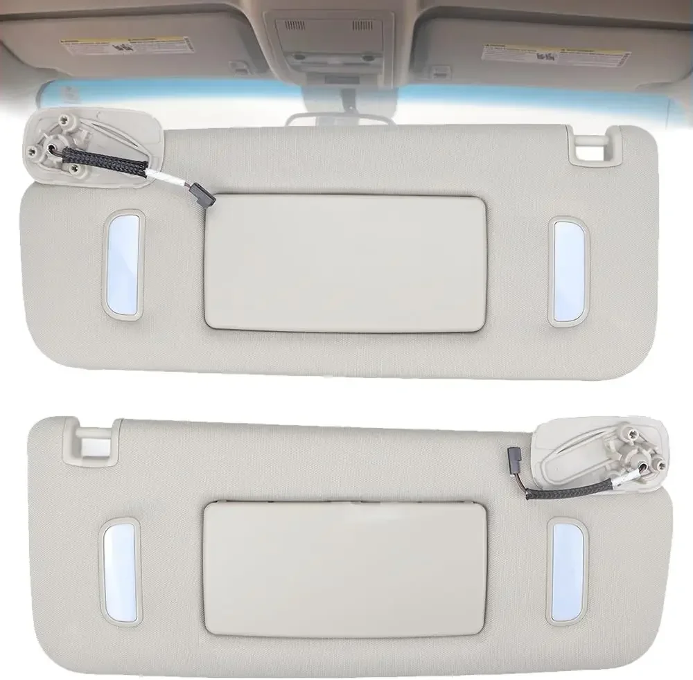 Left Right Beige Gray Sun Visor For Chevy Suburban, Tahoe, Avalanche, GMC Sierra, Yukon, Cadillac Escalade 2007-2014