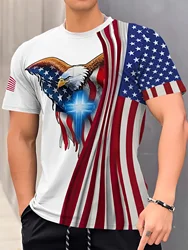 Men's Eagle Print T-shirt Casual Short Sleeve Crew Neck Tee Men's Clothing For Outdoor Sportswear Short Sleeve Mens Tshirts